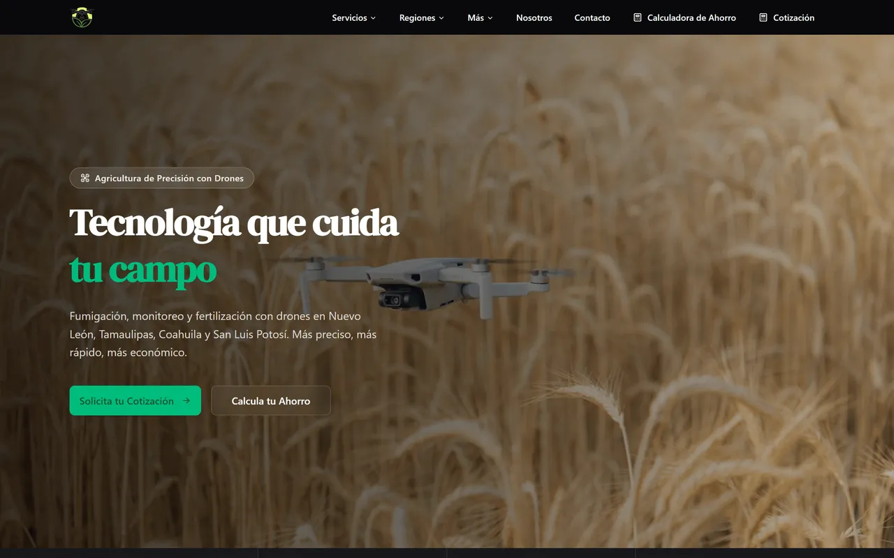 Captura del sitio de AgrosDrone