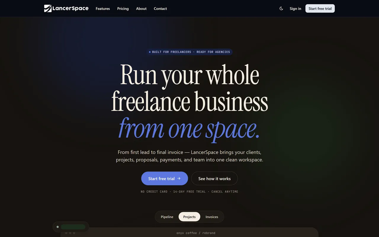 Captura del sitio de LancerSpace