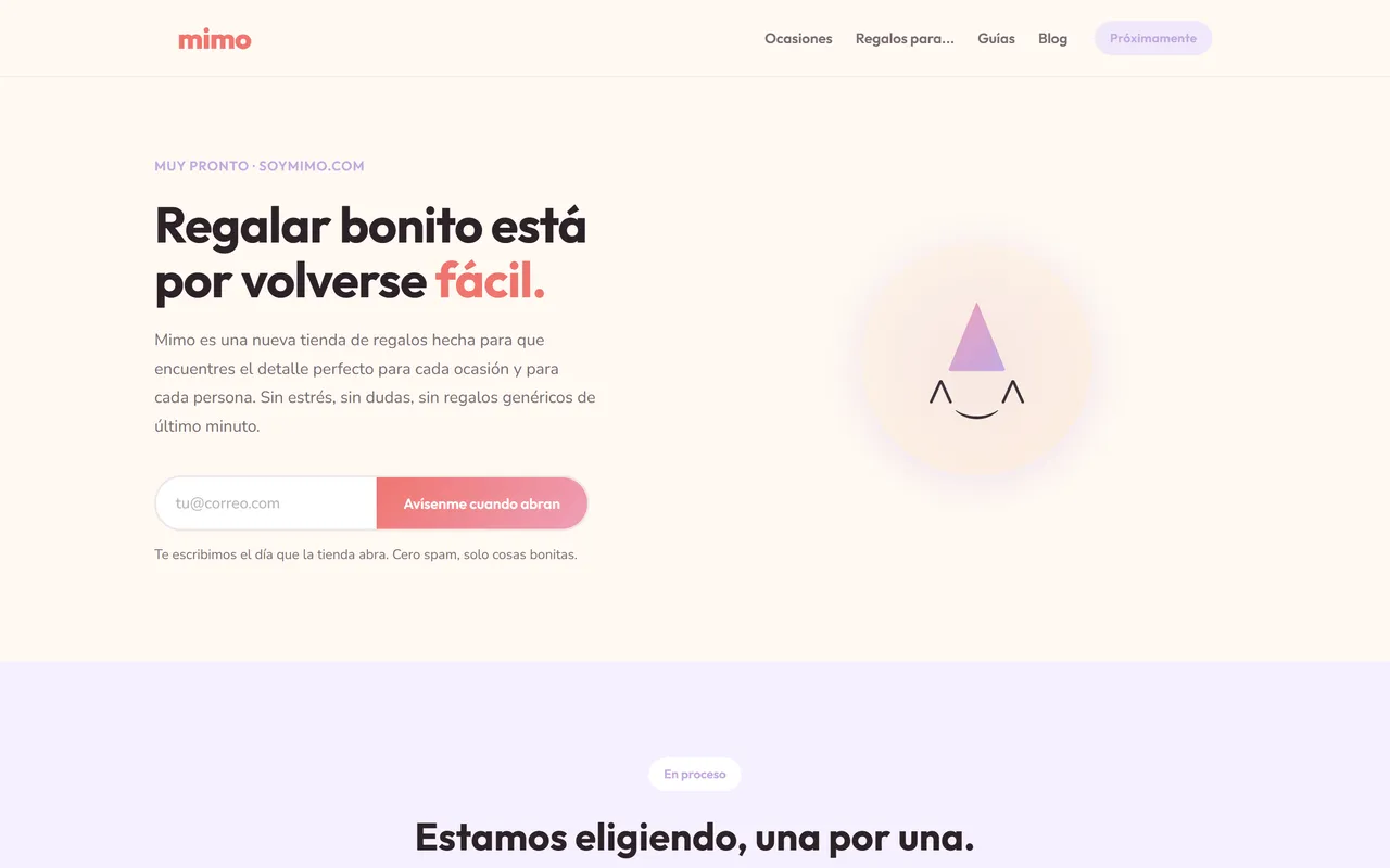 Captura del sitio de Soy Mimo