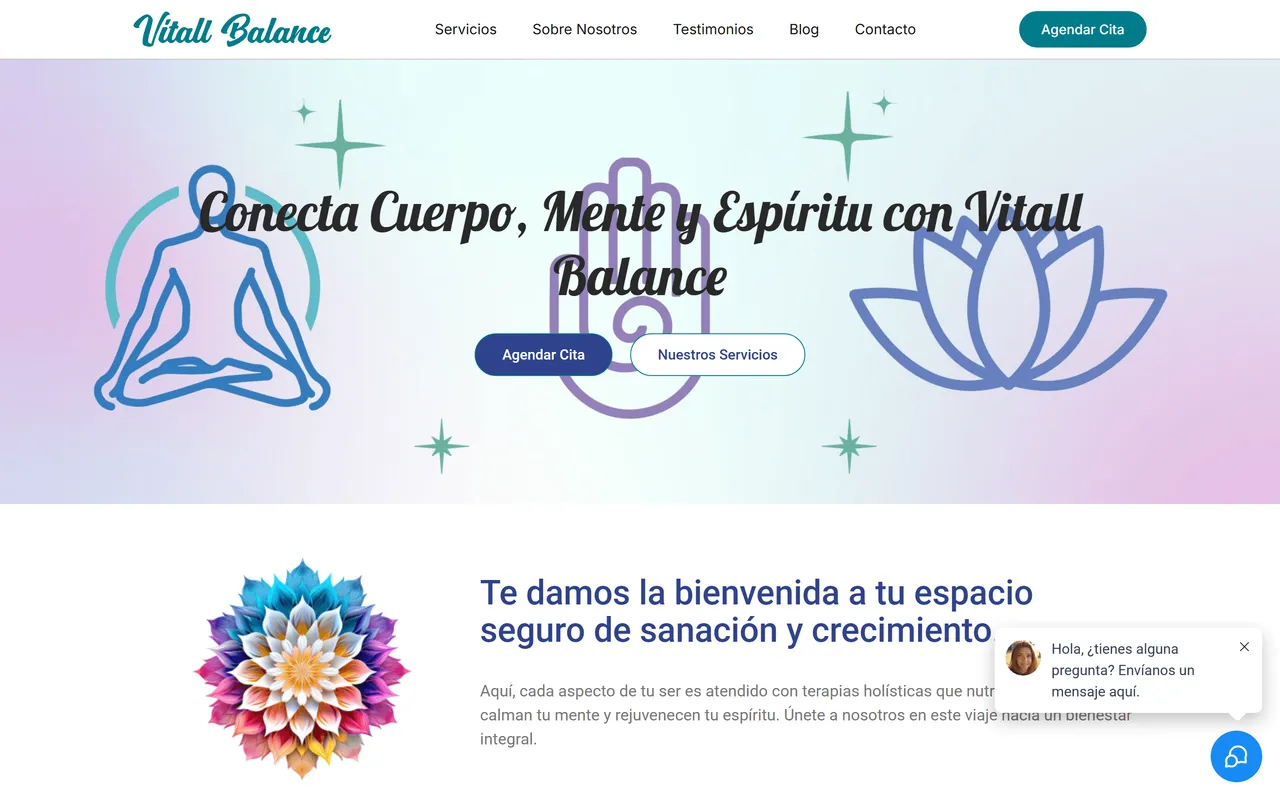 Captura del sitio de Vital Balance